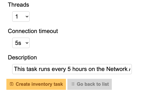 Set up the inventory task parameters